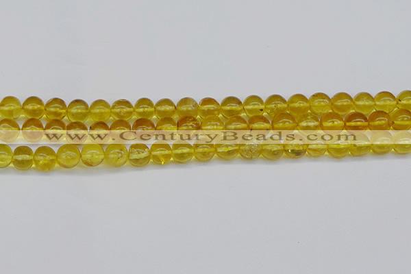 CAR552 15.5 inches 7mm - 8mm round natural amber beads wholesale