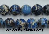 CAT213 15.5 inches 12mm round dyed natural aqua terra jasper beads