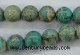 CAT76 15.5 inches 12mm round dyed natural aqua terra jasper beads