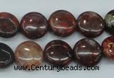 CBD05 15.5 inches 15mm flat round brecciated jasper gemstone beads