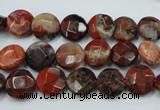 CBD45 15.5 inches 10mm faceted coin brecciated jasper gemstone beads