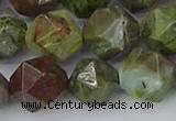 CBG111 15.5 inches 12mm faceted nuggets bronze green gemstone beads