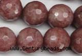 CBQ217 15.5 inches 18mm faceted round strawberry quartz beads