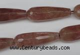 CBQ275 15.5 inches 10*30mm faceted teardrop strawberry quartz beads