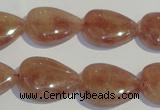 CBQ28 15.5 inches 15*20mm flat teardrop strawberry quartz beads