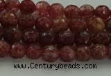 CBQ330 15.5 inches 4mm faceted round strawberry quartz beads