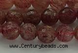 CBQ332 15.5 inches 8mm faceted round strawberry quartz beads