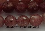 CBQ333 15.5 inches 10mm faceted round strawberry quartz beads