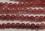 CBQ351 15.5 inches 6mm round natural strawberry quartz beads