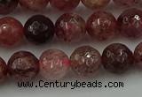 CBQ412 15.5 inches 8mm faceted round strawberry quartz beads