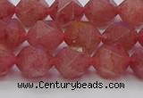 CBQ433 15.5 inches 10mm faceted nuggets strawberry quartz beads