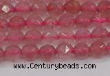 CBQ436 15.5 inches 6mm faceted nuggets strawberry quartz beads