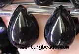 CBQ511 Top drilled 10*14mm flat teardrop natural black quartz beads