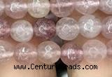 CBQ571 15.5 inches 6mm faceted round strawberry quartz beads