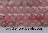 CBQ606 15.5 inches 6mm round natural strawberry quartz beads