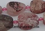 CBQ671 15.5 inches 13*18mm flat teardrop matte strawberry quartz beads