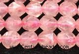 CBQ718 15.5 inches 6mm faceted nuggets strawberry quartz beads