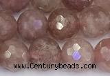 CBQ763 15 inches 9mm faceted round strawberry quartz beads