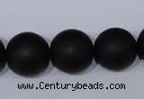 CBS07 15.5 inches 16mm round black stone beads wholesale