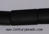 CBS16 15.5 inches 18*30mm rectangle black stone beads wholesale