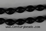 CBS201 15.5 inches 8*12mm rice blackstone beads wholesale