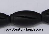 CBS29 15.5 inches 18*36mm carved drum black stone beads wholesale