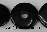 CBS338 15.5 inches 28mm donut blackstone beads wholesale