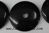 CBS340 15.5 inches 40mm donut blackstone beads wholesale