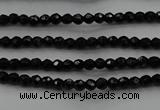 CBS520 15.5 inches 2mm faceted round A grade black spinel beads