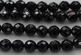 CBS522 15.5 inches 6mm faceted round A grade black spinel beads