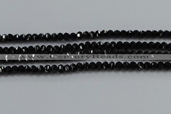 CBS529 15.5 inches 3*5mm lantern-shaped natural black spinel beads