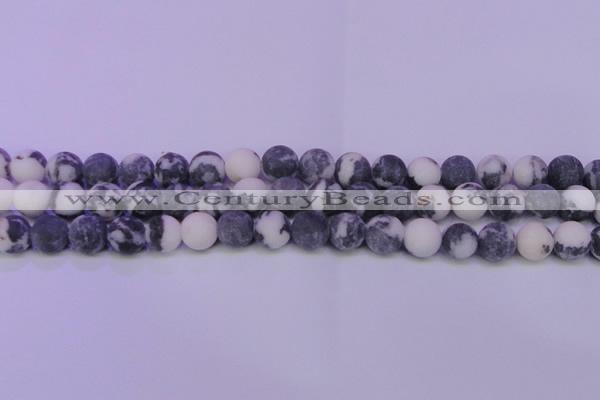 CBW153 15.5 inches 10mm round matte black & white jasper beads