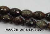 CBZ108 15.5 inches 10*13mm faceted rice bronzite gemstone beads