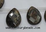 CBZ506 Top-drilled 12*16mm faceted flat teardrop bronzite gemstone beads