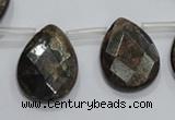 CBZ507 Top-drilled 13*18mm faceted flat teardrop bronzite gemstone beads