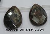 CBZ508 Top-drilled 15*20mm faceted flat teardrop bronzite gemstone beads