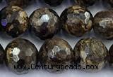 CBZ641 15 inches 8mm faceted round bronzite gemstone beads