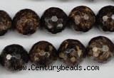 CBZ97 15.5 inches 14mm faceted round bronzite gemstone beads