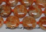 CCA475 15.5 inches 15mm flat round orange calcite gemstone beads