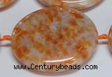 CCA480 15.5 inches 40mm flat round orange calcite gemstone beads