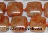 CCA492 15.5 inches 15mm square orange calcite gemstone beads