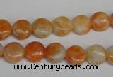 CCA63 15.5 inches 10mm flat round orange calcite gemstone beads