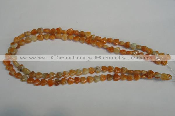 CCA68 15.5 inches 8*8mm triangle orange calcite gemstone beads