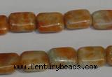 CCA75 15.5 inches 10*14mm rectangle orange calcite gemstone beads