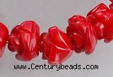 CCB09 15.5 inches 9-10mm rose shape red coral beads Wholesale