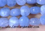 CCB1033 15 inches 4mm faceted coin aquamarine beads
