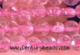 CCB1040 15 inches 4mm faceted coin strawberry quartz beads