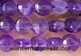 CCB1045 15 inches 4mm faceted coin amethyst beads