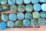 CCB1051 15 inches 4mm faceted coin turquoise beads