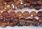 CCB1161 15 inches 4mm faceted coin garnet beads